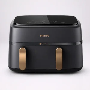 Philips 3000 Series NA352/00 9L Dual Basket Air Fryer - Charcoal Grey & Copper
