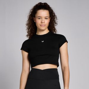 MP Basics croptop met nauwsluitende pasvorm en korte mouwen voor dames - Zwart - XL