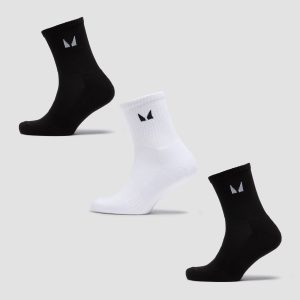 MP Unisex Crew Socks (3 Pack) - Black/White - UK 2-5