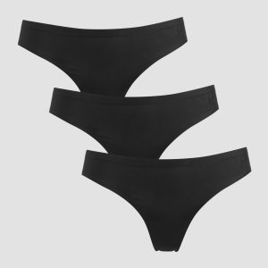 MP Women's Mid Rise No VPL Thong (3 Pack) - Black - L