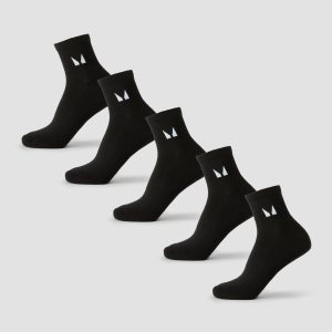 MP Unisex Enkelsokken (5 Pack) - Zwart - UK 9-11