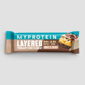 MyProtein Eiwitreep met laagjes Cookies en Cream en Verbeterd