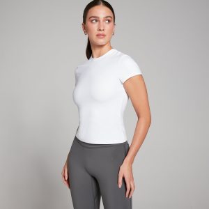 MyProtein MP Tempo T shirt met nauwsluitende pasvorm en korte mouwen voor dames Wit L