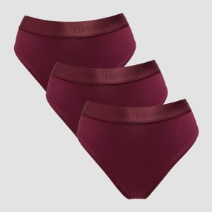 MP middelhoog bikinibroekje voor dames (verpakking met 3 stuks) - Donkerbessenrood - XS
