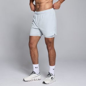 MP 2-in-1-trainingsshort met binnenbeenlengte van 13 cm voor heren - Lichtblauw - XXL