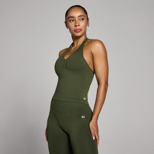 MP Dames Tempo Naadloze Halternek Top - Bosgroen - XS