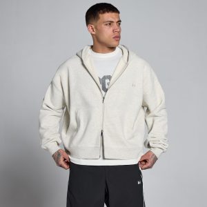 MP Men's Lift Oversized Loopback 2 Way Zip Hoodie - Romig Grijs Gemêleerd - XXL