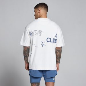 MP Men's Hybrid Graphic Oversized Cotton T-Shirt - Wit/Leisteenblauw - M