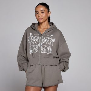 MP Dames Lift Grafische Lifestyle Hoodie met Rits - Dark Truffle - S