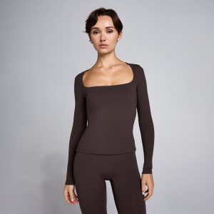 MyProtein MP Dames SculptForm Vierkante Hals Longsleeve Top Cacao