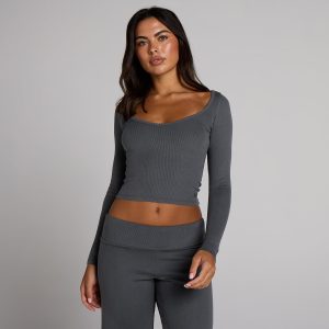 MP Dames V-Hals Geribbelde Longsleeve - Robuust Grijs - XS