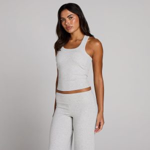 MP Dames Geribd Tanktop Met Ingebouwde Bh - Grijs Gemêleerd - XS