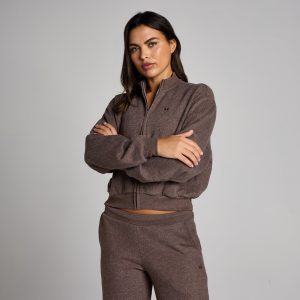 MyProtein MP Women's Soft Touch Zip Through Bomberjack Cacao Gemêleerd